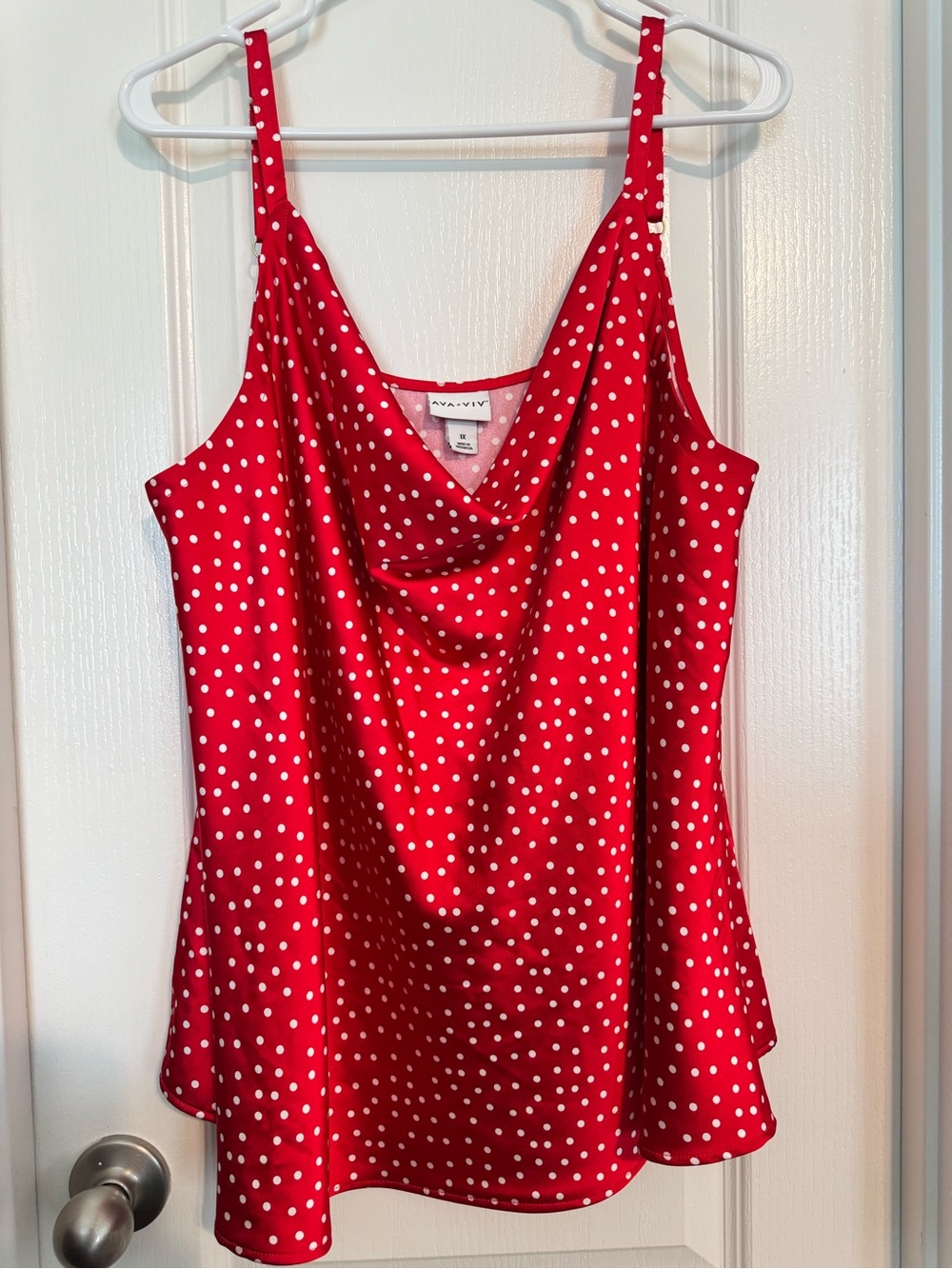 Ava & Viv Red Polka Dot Cowl Neck Camisole